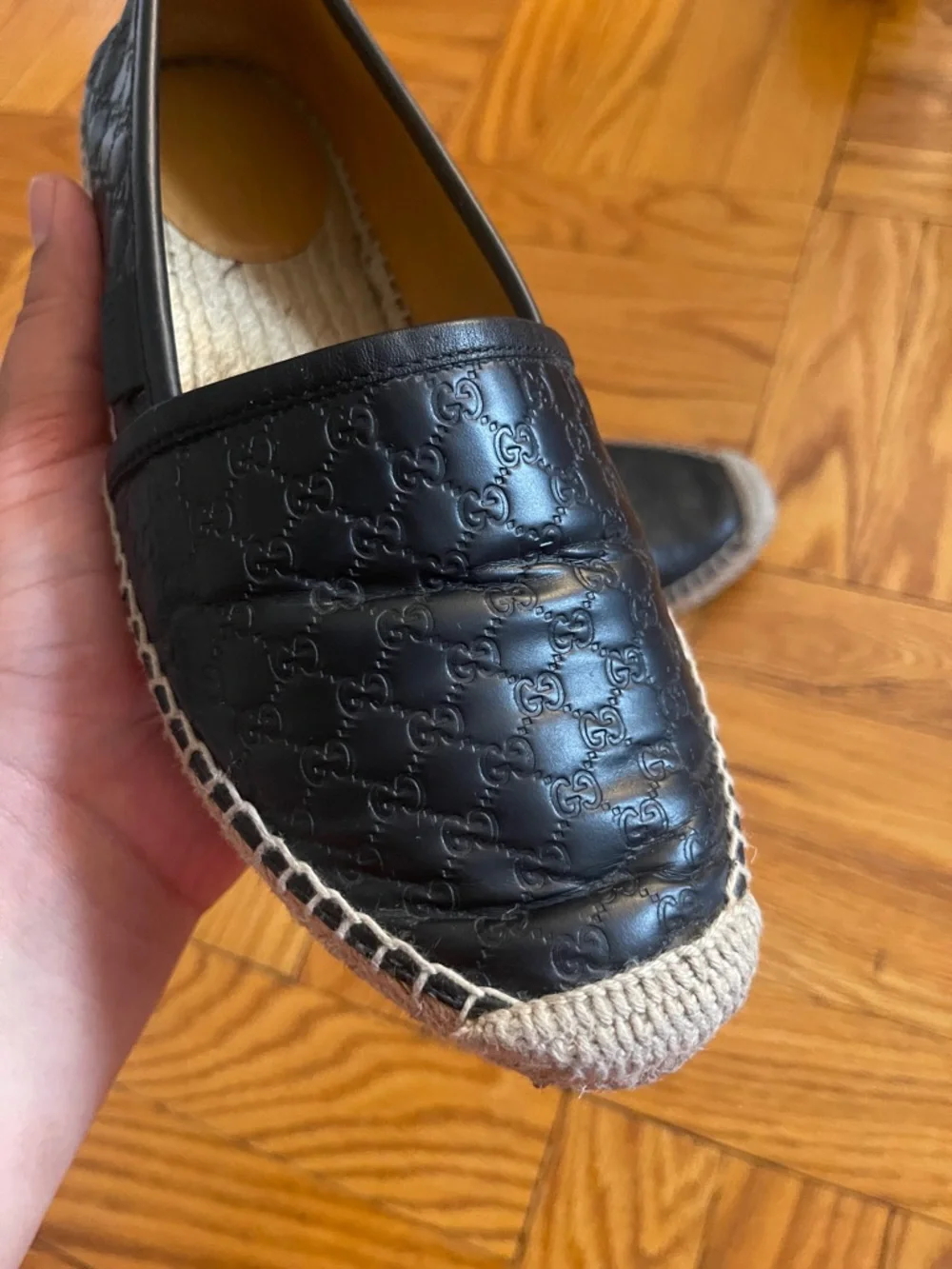 Gucci Microguccissima Monogram Pattern Leather Espadrilles Quiet Luxury - Picture 6 of 16